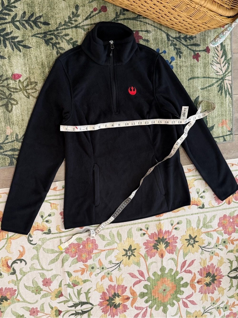 New Star Wars Women's Black Fleece Quarter Zip Pullover Jacket Red Rebel SM - Picture 8 of 12